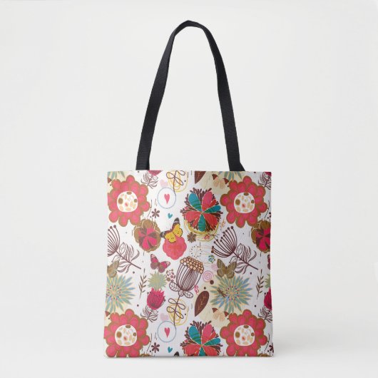 Tote Bag Motif floral dans le rétro style 4 (Devant)