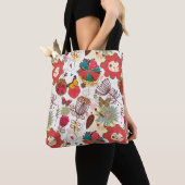 Tote Bag Motif floral dans le rétro style 4 (De près)