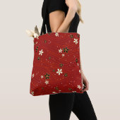 Tote Bag Motif floral de beauté rouge (De près)