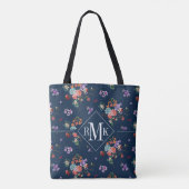 Tote Bag Motif floral de bouquet rose du monogramme | (Dos)