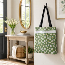 Motif floral de marguerite boho vert Nom