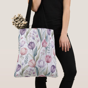 Tote Bag Motif floral de tulipe scandinave