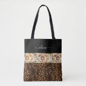Tote Bag Motif floral et léopard (Devant)