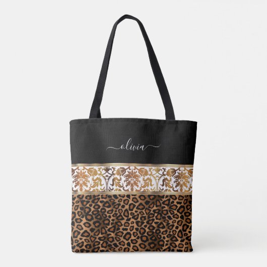 Tote Bag Motif floral et léopard (Dos)