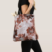 Tote Bag Motif floral gris-marron. (De près)