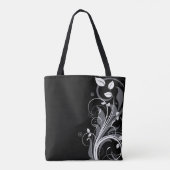 Tote Bag Motif floral gris sur le noir (Dos)