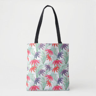 Tote Bag Motif floral incomparable. Fleurs rouges, violette
