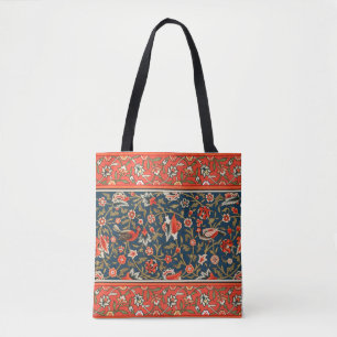 Tote Bag Motif floral indo-persan bohème vintage rouge