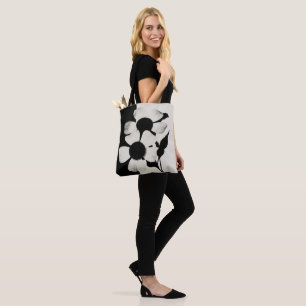 Tote Bag Motif floral minimaliste noir et blanc