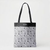 Tote Bag Motif floral noir (Devant)