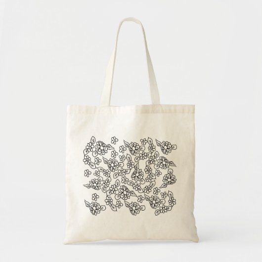 Tote Bag Motif floral noir et blanc (Devant)