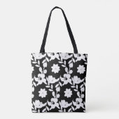 Tote Bag motif floral noir et blanc avec perles (Dos)