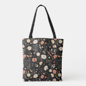 Tote Bag motif floral noir fleur sauvage (Dos)
