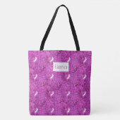Tote Bag Motif floral pourpre. Nom (Devant)