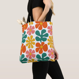 Tote Bag Motif floral rétro des années 70