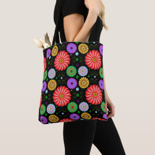 Tote Bag Motif floral rétro lumineux d'art folklorique colo