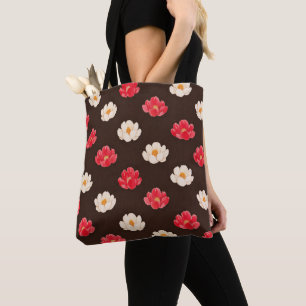 Tote Bag Motif floral rose blanc