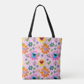 Tote Bag Motif floral rose de la rue Sésame (Dos)