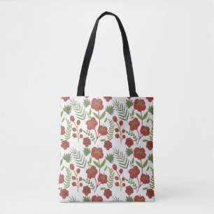 Tote Bag Motif floral rouge sans couture sur arrière - plan