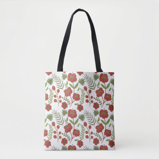 Tote Bag Motif floral rouge sans couture sur arrière - plan (Devant)