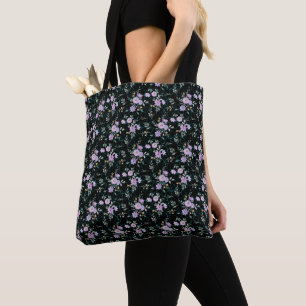 Tote Bag Motif floral sur Net 01 Black BG