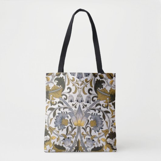 Tote Bag Motif floral William Morris Lodden : bleu or (Devant)