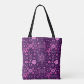 Tote Bag Motif Flower Bloom Fairycore - Rose et Violet (Dos)
