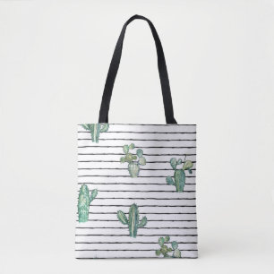 Tote Bag Motif fluide cactus aquarelle
