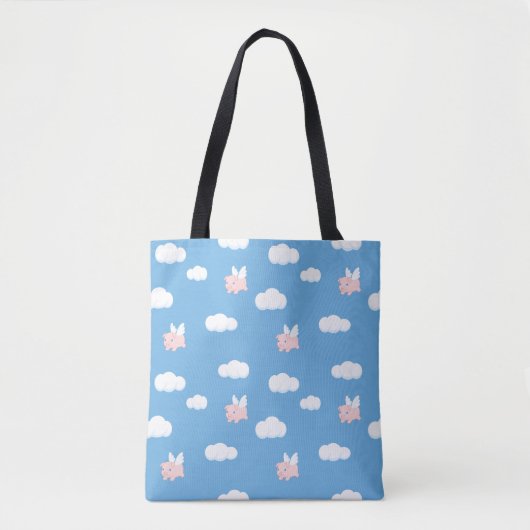 Tote Bag Motif Flying Pig Cute Piglet with Wings (Devant)