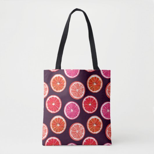 Tote Bag Motif foncé Citrus peint à la main (Devant)