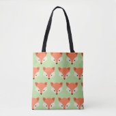 Tote Bag Motif Fox mou sur vert (Devant)