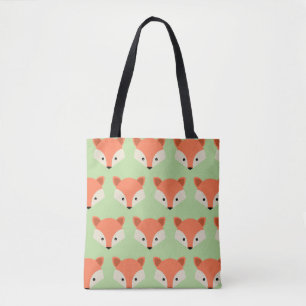 Tote Bag Motif Fox mou sur vert