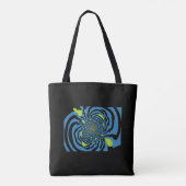 Tote Bag Motif fractal noir et bleu moderne (Dos)