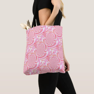 Tote Bag Motif fractal rose et corail tendance