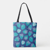 Tote Bag Motif fraise d'été bleu (Dos)