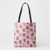 Tote Bag Motif fraise rose (Devant)