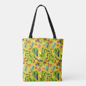 Tote Bag Motif Fruits sur Arrière - plan Jaune (Dos)
