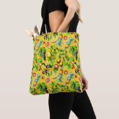 Tote Bag Motif Fruits sur Arrière - plan Jaune (De près)