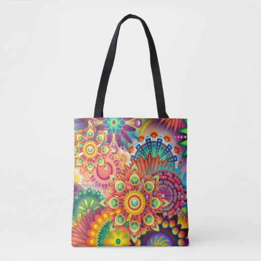 Tote Bag Motif funky rétro Abstrait Bohème (Devant)