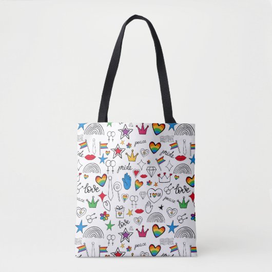 Tote Bag Motif Gay pride Doodle (Devant)