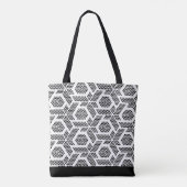Tote Bag Motif géométrique à points blancs en noir (Dos)