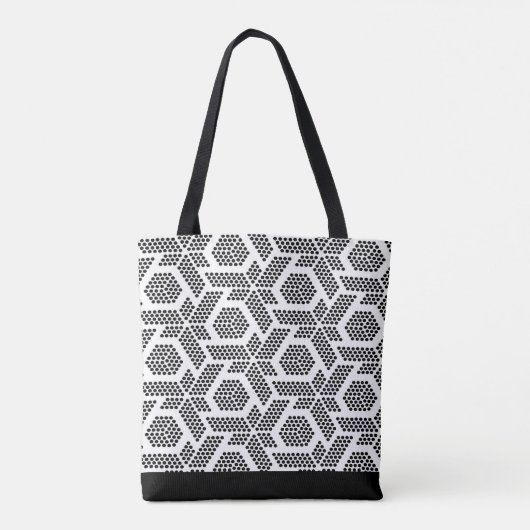 Tote Bag Motif géométrique à points blancs en noir (Dos)