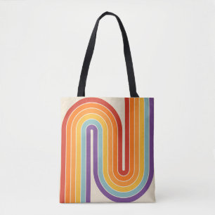 Tote Bag Motif géométrique à rayures arquées de style rétro