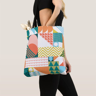 Tote Bag Motif géométrique Bauhaus Mosaïque scandinave