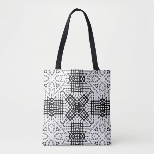 Tote Bag Motif géométrique blanc et noir (Devant)