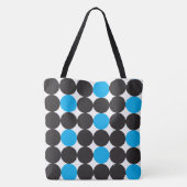 Tote Bag Motif géométrique de points noirs bleu clair en gr (Dos)