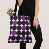 Tote Bag Motif géométrique de points noirs violets en gras (De près)