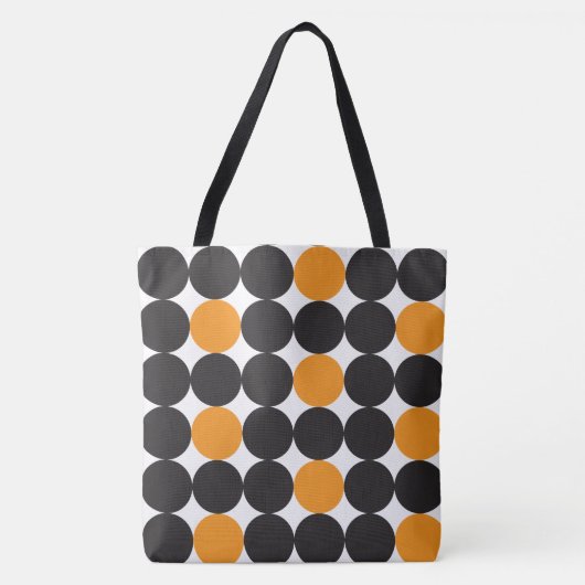 Tote Bag Motif géométrique des points noirs orange gras (Devant)