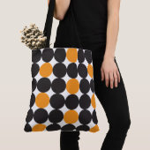 Tote Bag Motif géométrique des points noirs orange gras (De près)