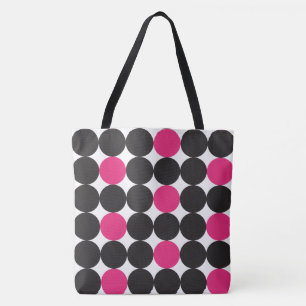 Tote Bag Motif géométrique des points noirs roses en gras